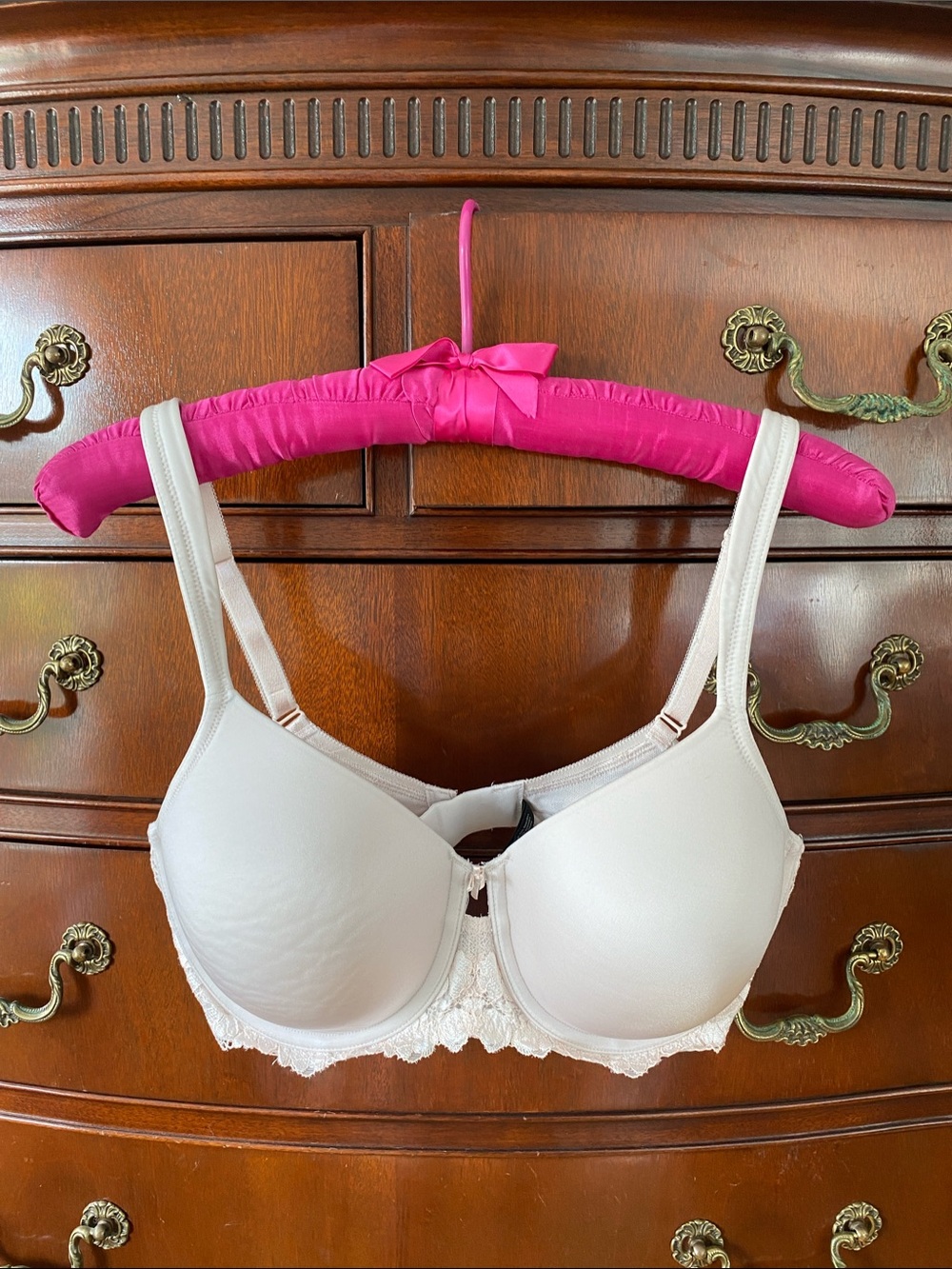 Talbots Cream Lace-Trim Underwire T-Shirt Bra